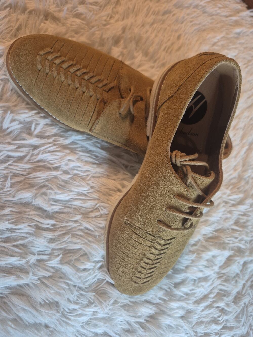 H by Hudson Men's Derby Suede Light Brown Sand Shoes Size EU 41 US 8 Minimalist